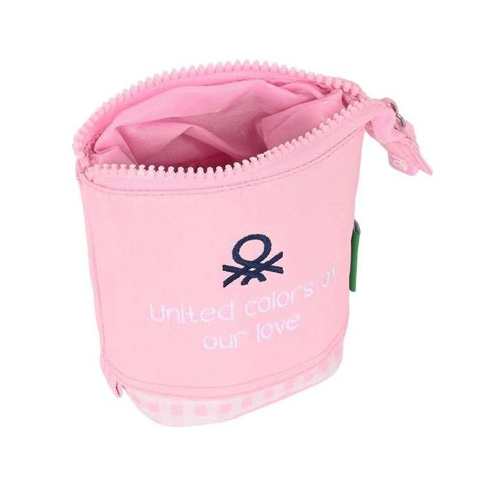 Estuche Cubilete Benetton Vichy Rosa (8 x 19 x 6 cm)