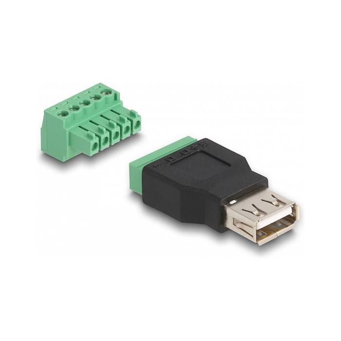 DeLOCK Adaptador USB 2.0 Tipo-A Hembra a Bloque de Terminales 5 Pines - 2 Piezas, Negro, Verde 0 DeLOCK Adaptador USB 2.0 Tipo-A Hembra a Bloque de Terminales 5 Pines - 2 Piezas, Negro, Verde 0