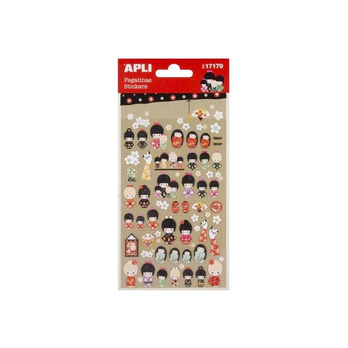 Gomets Apli Tematicos Bolsa 1H Muñeca Kokeshi (17179) 5 unidades