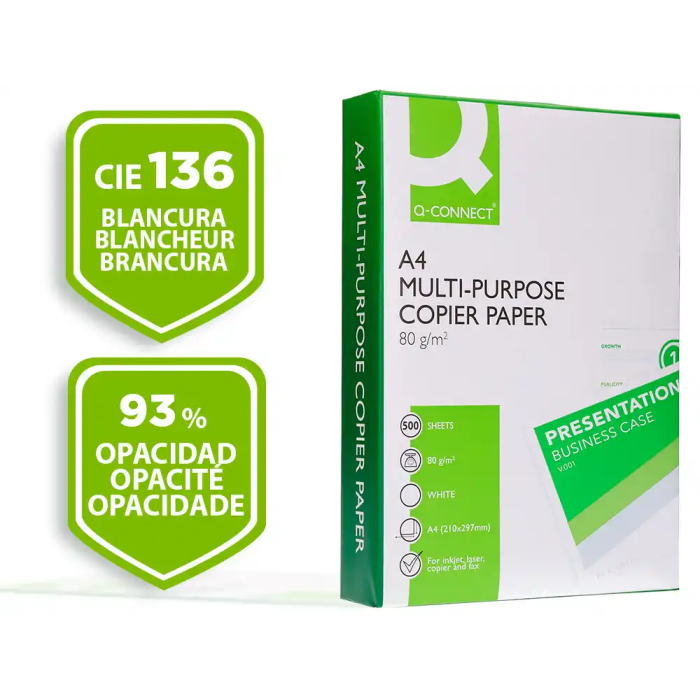 Q-Connect Papel Fotocopiadora Economy Din A4 80 Gramos Paquete de 500 Hojas 1