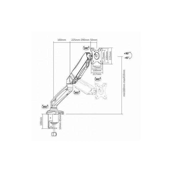 Aisens Soporte de Mesa Profesional Giratorio e Inclinable para Monitor/TV 13"-32" con Contrapeso, 3 Pivotes, 1 Brazo, Carga Máx. 9kg 4 Aisens Soporte de Mesa Profesional Giratorio e Inclinable para Monitor/TV 13"-32" con Contrapeso, 3 Pivotes, 1 Brazo, Carga Máx. 9kg 4