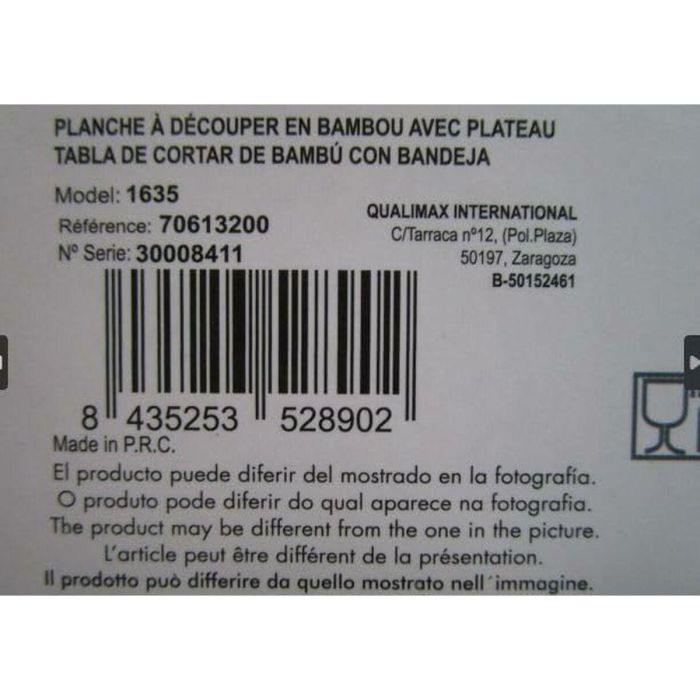 Jocca Tabla de Cortar de Bambú con Bandeja Integrada 36x27,5x4 cm - Ideal para Cortar y Servir 1 Jocca Tabla de Cortar de Bambú con Bandeja Integrada 36x27,5x4 cm - Ideal para Cortar y Servir 1