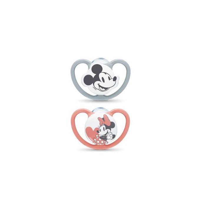 NUK Chupete Space Mickey Rojo Silicona 6-18 meses 2 unidades