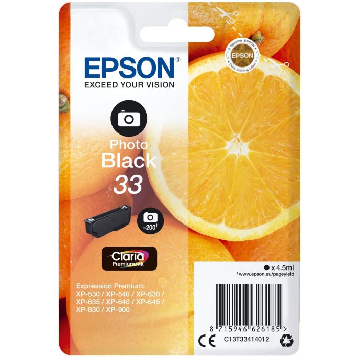 EPSON Expression Home XP-530/XP630/XP635/XP830 Cartucho Negro Foto Nº33