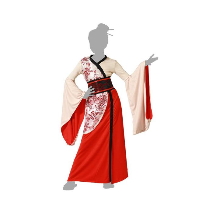 Disfraz Geisha Japonesa Beige Vestido Niña 7-9 Años 4