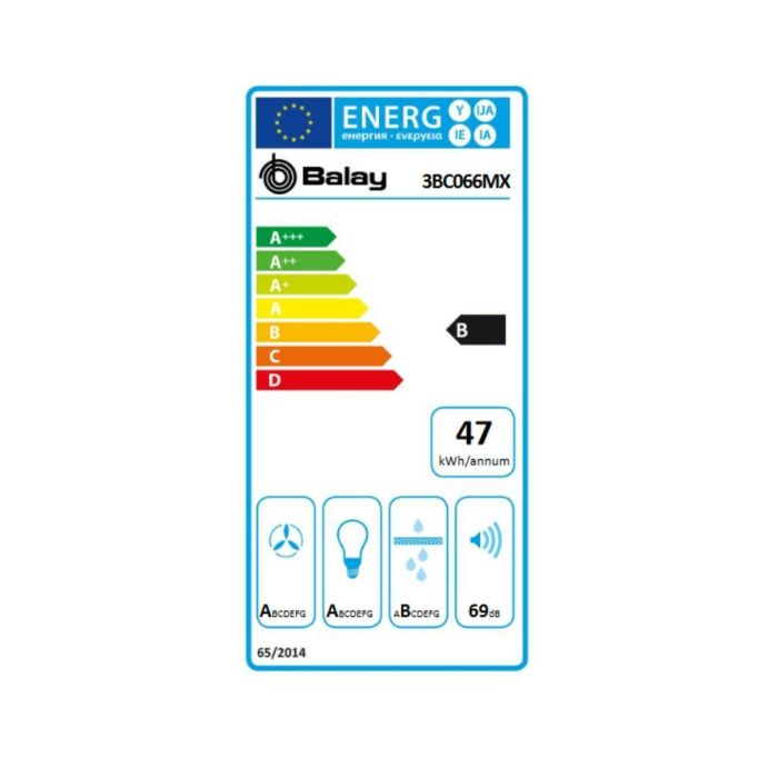 Campana Convencional Balay 3BC066MX 60 cm 590 m3/h 69 dB 220 W 1