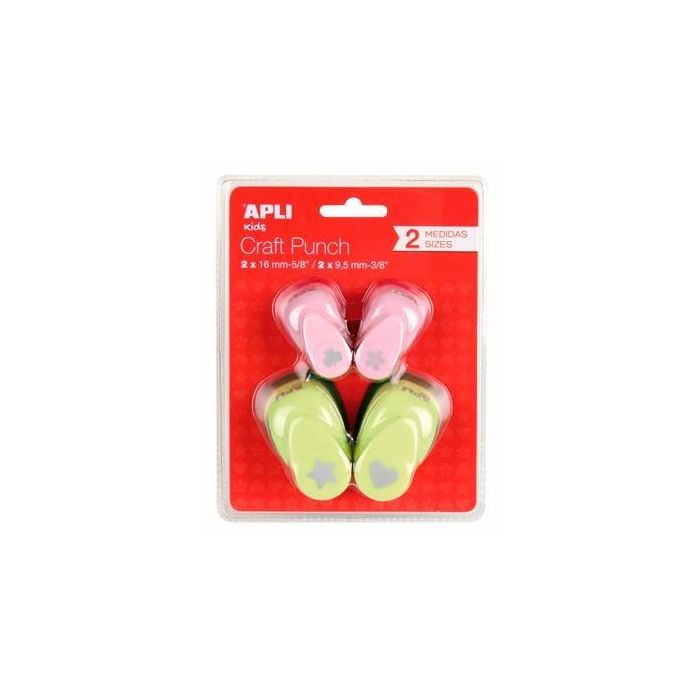 Apli Perforadora 1 Agujero, Formas Surtidas 16 mm-9.5 mm Diámetro, Pack 4 Unidades