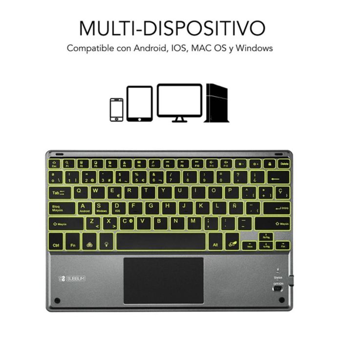 SUBBLIM Teclado Smart Backlit BT Keyboard Touchpad Grey 1 SUBBLIM Teclado Smart Backlit BT Keyboard Touchpad Grey 1