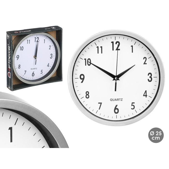 Reloj Redondo Gris Giftdecor 25x4x25 cm - Plastico PP y Vidrio (12 Unidades) Reloj Redondo Gris Giftdecor 25x4x25 cm - Plastico PP y Vidrio (12 Unidades)
