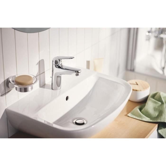 Mezclador monomando de lavabo - GROHE Swift - 24316001 - Cromo - Talla S - Ahorro de agua - Extraíble y desagüe 1