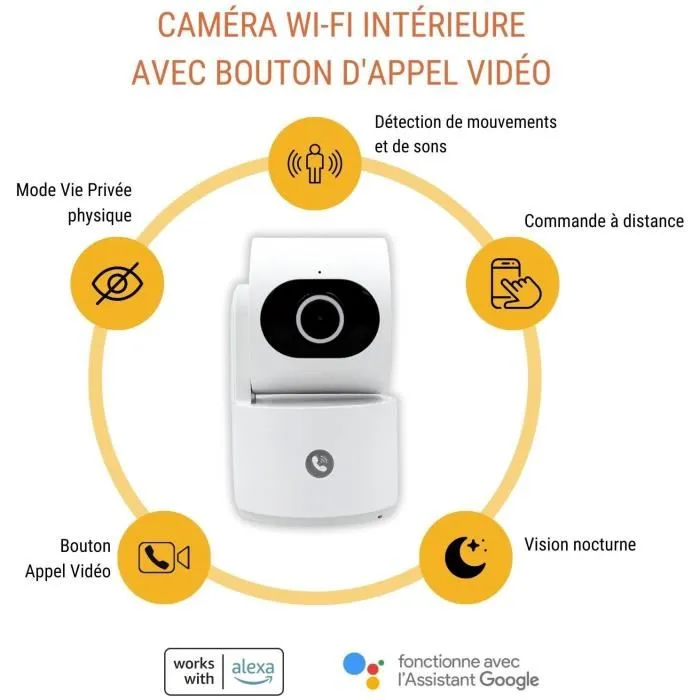 Konyks CAMINI CARE 2 Cámara de Vigilancia Interior Wifi con Sirena y Botón de Videollamada 2