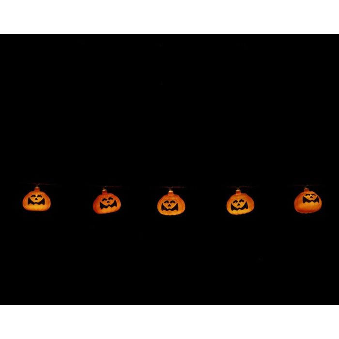 Guirnalda de Calabazas Naranjas con Luz LED de 135 cm para Decoración de Halloween con Pilas
