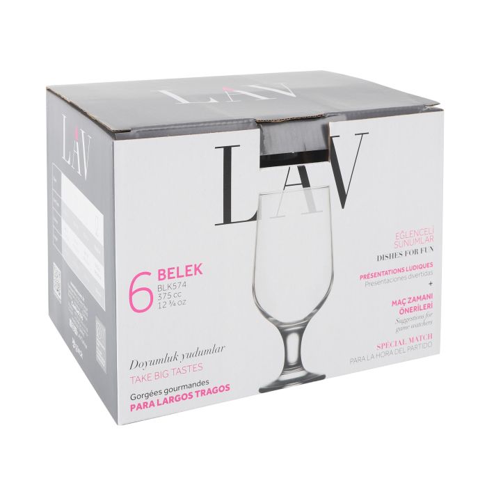 Set de 6 Copas para Cerveza Bel BELEK 375 cc - Lav (4 Cajas) 6 Set de 6 Copas para Cerveza Bel BELEK 375 cc - Lav (4 Cajas) 6