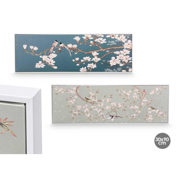 Cuadro Lienzo Marco Blanco Rama Almendro Surtidos Giftdecor 90X30CM (2 Unidades) Cuadro Lienzo Marco Blanco Rama Almendro Surtidos Giftdecor 90X30CM (2 Unidades)