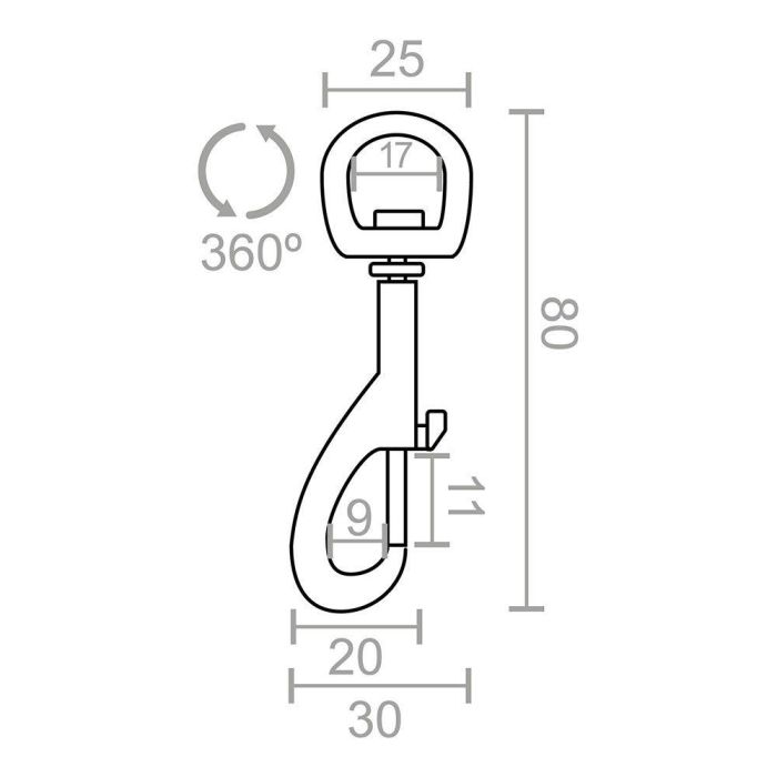 Edm Mosquetón llavero anilla msq05, acero niquelado, 80 mm, 5/8" Edm Mosquetón llavero anilla msq05, acero niquelado, 80 mm, 5/8"