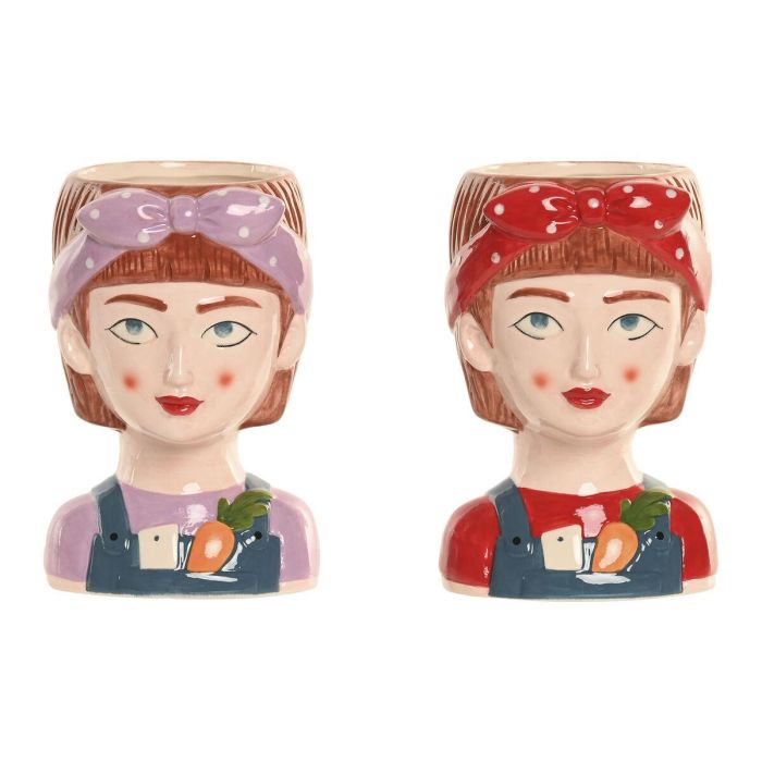 DKD Home Decor Macetero Multicolor Cerámica 15 x 10 x 9 cm (2 Unidades) 0 DKD Home Decor Macetero Multicolor Cerámica 15 x 10 x 9 cm (2 Unidades) 0