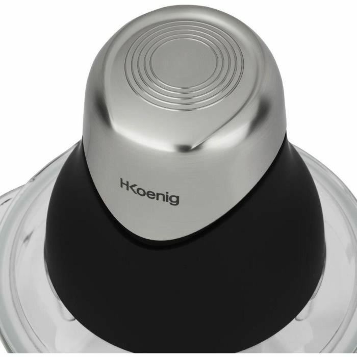 H.Koenig LEO8 Mini Picadora Eléctrica Compacta 320W con Bol de Cristal 1L y Cuchillas de Acero Inoxidable, Negro mate y cromo 2 H.Koenig LEO8 Mini Picadora Eléctrica Compacta 320W con Bol de Cristal 1L y Cuchillas de Acero Inoxidable, Negro mate y cromo 2