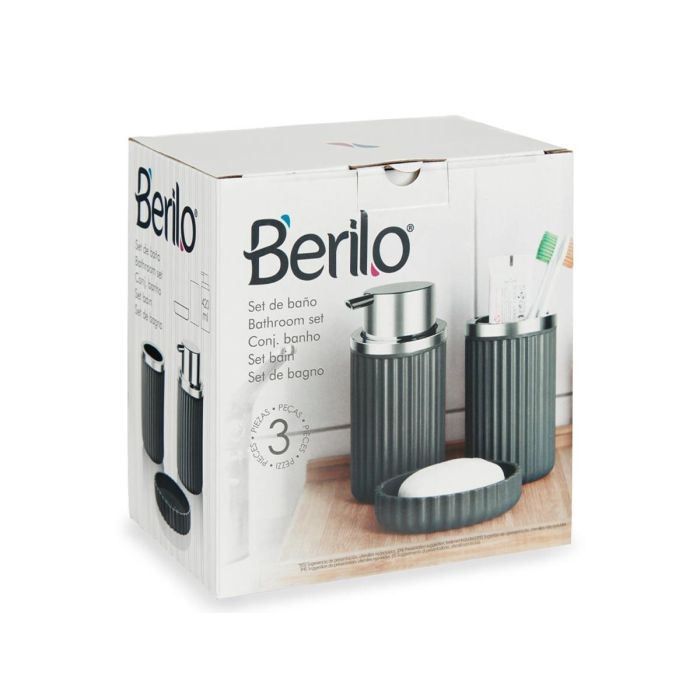 Set Baño 3 Pzs Antracita Berilo 10X16CM (12 Unidades) 2 Set Baño 3 Pzs Antracita Berilo 10X16CM (12 Unidades) 2