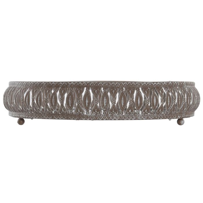 DKD Home Decor Bandeja Arabe Blanco Dorado 27 x 27 x 5.5 cm Set de 2