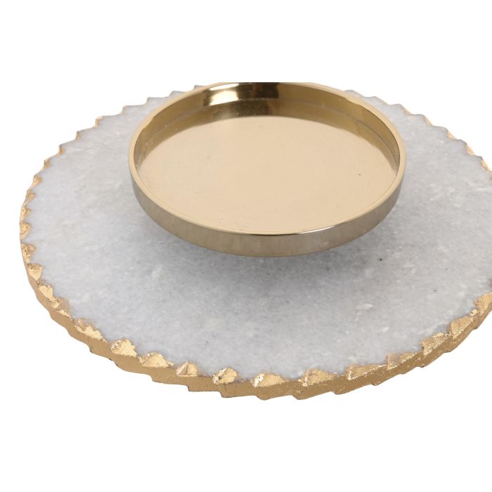 DKD Home Decor Portavela Blanco Dorado Marmol Cristal 25 x 27 x 25 cm 1
