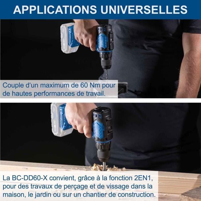 Taladro-destornillador inalámbrico - SCHEPPACH - 20V IXES - Par 60 Nm - Portabrocas 13mm - sin batería ni cargador - BC-DD60-X 3 Taladro-destornillador inalámbrico - SCHEPPACH - 20V IXES - Par 60 Nm - Portabrocas 13mm - sin batería ni cargador - BC-DD60-X 3