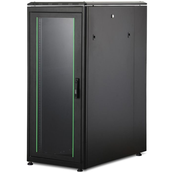 DIGITUS Unique 26HE Armario de red 26U 1342x600x1000mm, Rack independiente 800kg, Rieles, Negro