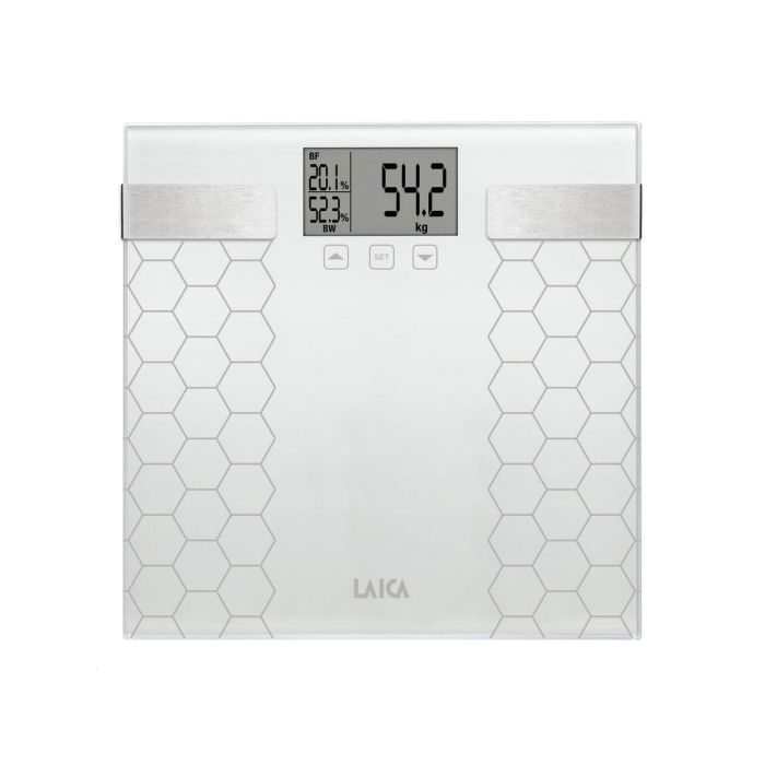 Báscula Digital de Baño LAICA PS5014 Blanco Vidrio 180 kg 2