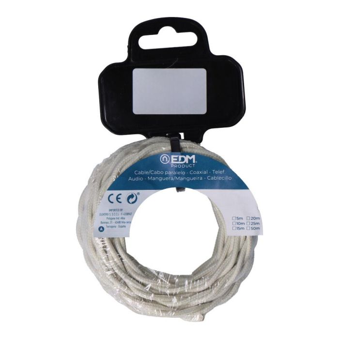 Edm Carrete cable textil trenzado H03VV-F 2x0,75 mm² beige 5 m 0 Edm Carrete cable textil trenzado H03VV-F 2x0,75 mm² beige 5 m 0