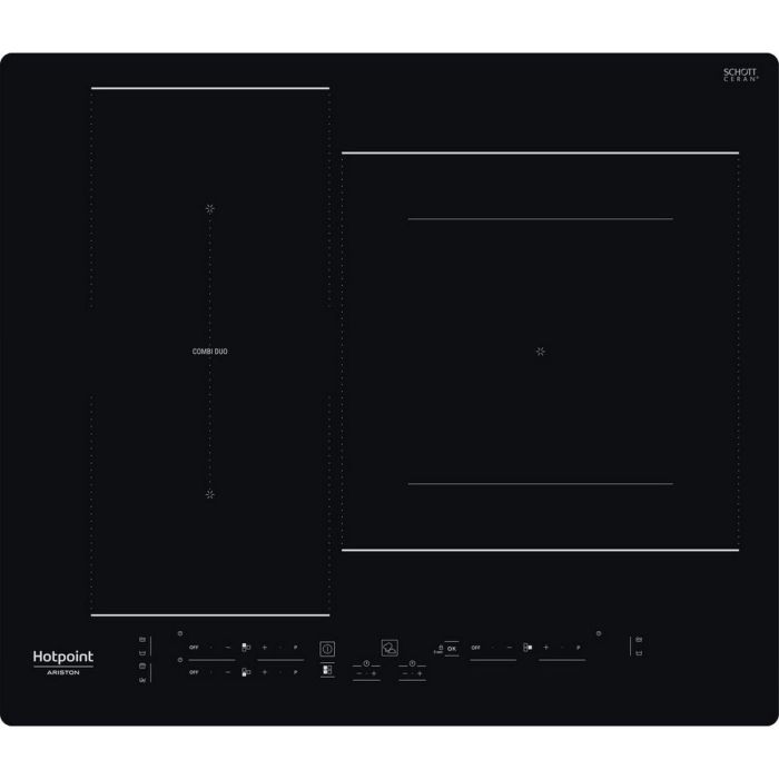 Hotpoint HB2760BNE Placa de inducción 3 zonas 7200W Negra 60cm con Puente, Doble Zona 30cm y 3 Boosters, Funciones Automáticas 1 Hotpoint HB2760BNE Placa de inducción 3 zonas 7200W Negra 60cm con Puente, Doble Zona 30cm y 3 Boosters, Funciones Automáticas 1