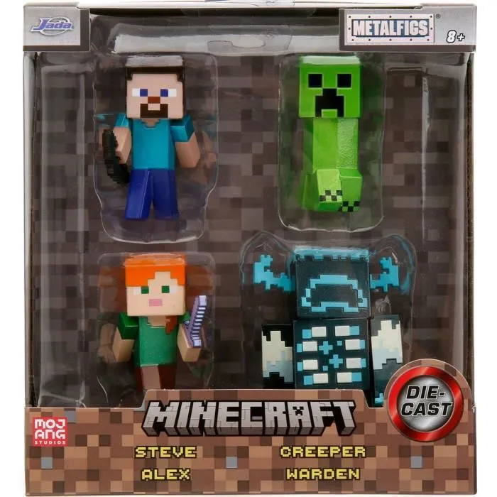 Smoby Set de figuras metálicas Minecraft: Steve, Alex, Creeper y Guardián (6 cm) 2