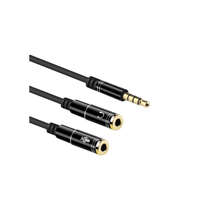Ewent Cable Adaptador Audio Jack 3.5 mm EC1641 - 1x 3.5mm (4pin) Male a 2x 3.5mm (3pin) Female, 0.30m 2