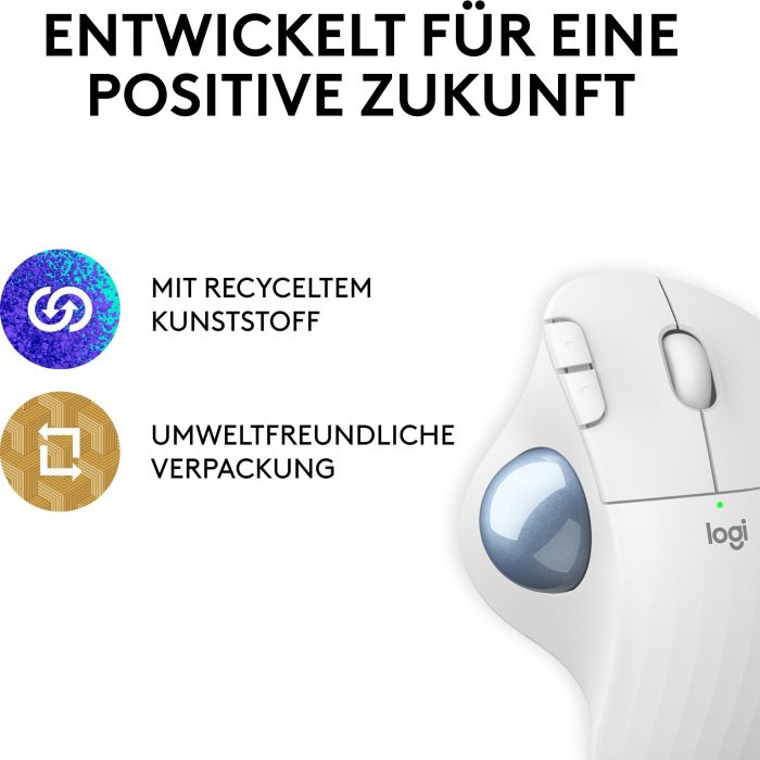 Logitech M575S Ratón Ergonómico Inalámbrico con Trackball Blanco 7