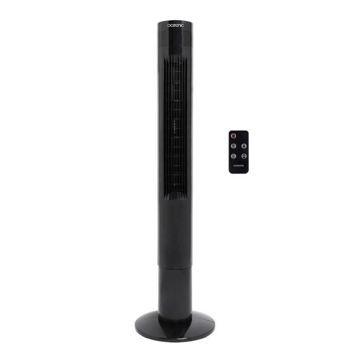 Ventilador de columna oceánica - 50W - Altura 110 cm - Oscilación automática - Control remoto - Temporizador - Negro Ventilador de columna oceánica - 50W - Altura 110 cm - Oscilación automática - Control remoto - Temporizador - Negro