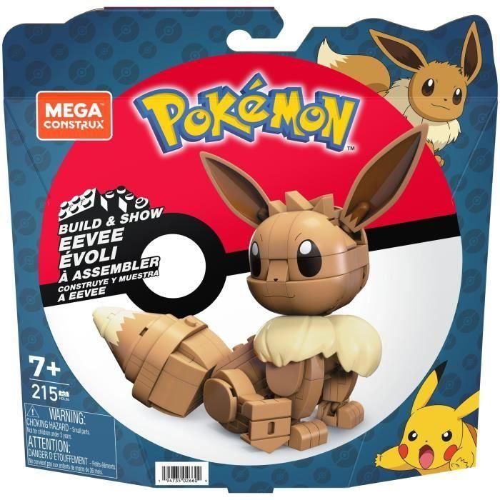 Mega Construx Hdl84 - Conjunto de Construcción Coleccionable Pokémon Eevee, Figura Armable con 228 Piezas y 10cm Altura para Niños +7 Años 1
