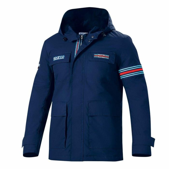 Sparco S01330MRBM4XL Chaqueta de Campo Martini Impermeable Azul Talla XL con Capucha Desmontable y 4 Bolsillos