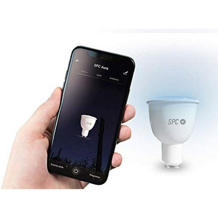 Bombilla Inteligente SPC AURA450 RGB GU10 WiFi 5,5W LED 1 Bombilla Inteligente SPC AURA450 RGB GU10 WiFi 5,5W LED 1