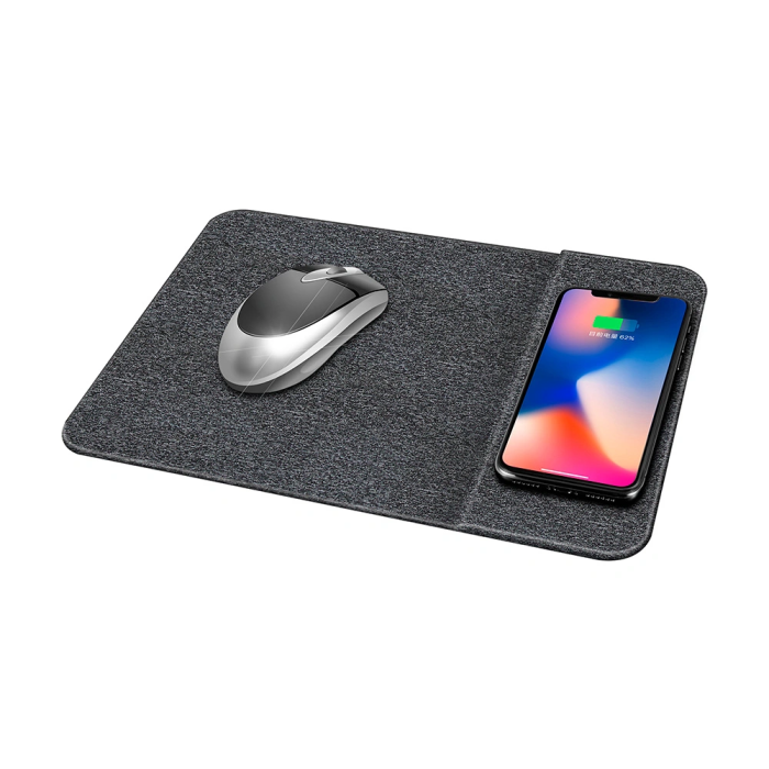 Q-connect Alfombrilla para Ratón con Cargador Inalámbrico, Gris, 300x220 mm 2