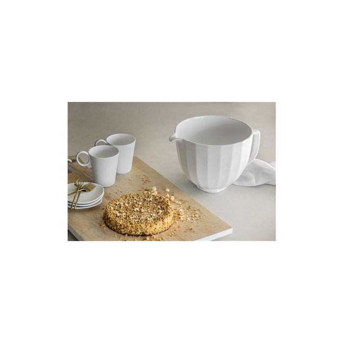 Kitchenaid 5KSM2CB5PWS Bol de Cerámica Blanco, Ligero, Apto Microondas, Horno y Congelador, con Pico Vertedor y Asa 4