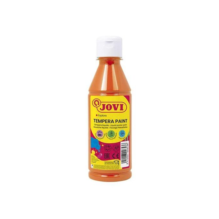 Jovi Témpera Líquida Naranja 250 mL - Ingredientes Naturales, Colores Intensos, Secado Rápido, Sin Gluten