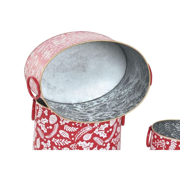DKD Home Decor Caja Navidad Tradicional Metal Verde Rojo 19.5 x 24 x 28.5 cm Set de 3 (2 Unidades) 2
