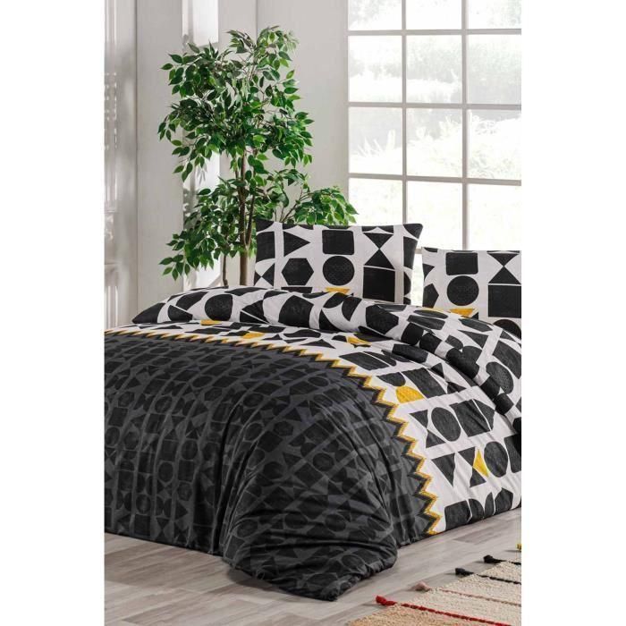 Juego de cama ASI8684283019045 - 1 funda nórdica 220x240 cm + 2 fundas de almohada 60x60 cm - 100% algodón reforzado - Negro 3 Juego de cama ASI8684283019045 - 1 funda nórdica 220x240 cm + 2 fundas de almohada 60x60 cm - 100% algodón reforzado - Negro 3