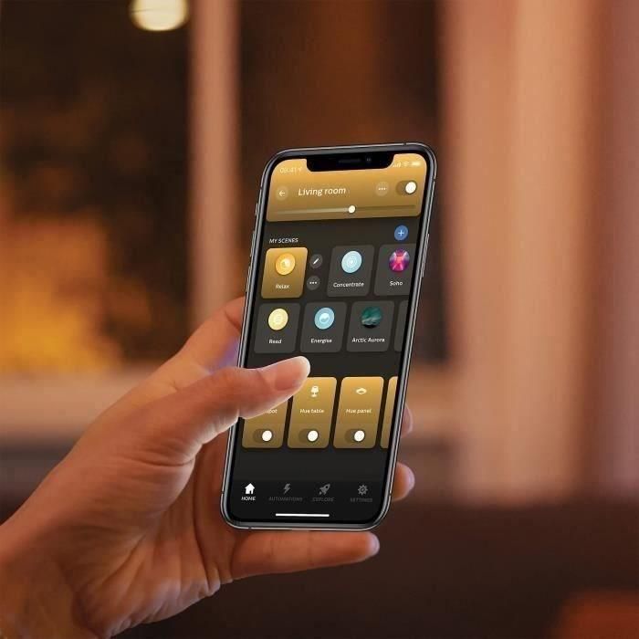 Kit de inicio de bombilla LED inteligente PHILIPS Hue White Ambiance - E27 x3 y control remoto Hue 1 Kit de inicio de bombilla LED inteligente PHILIPS Hue White Ambiance - E27 x3 y control remoto Hue 1