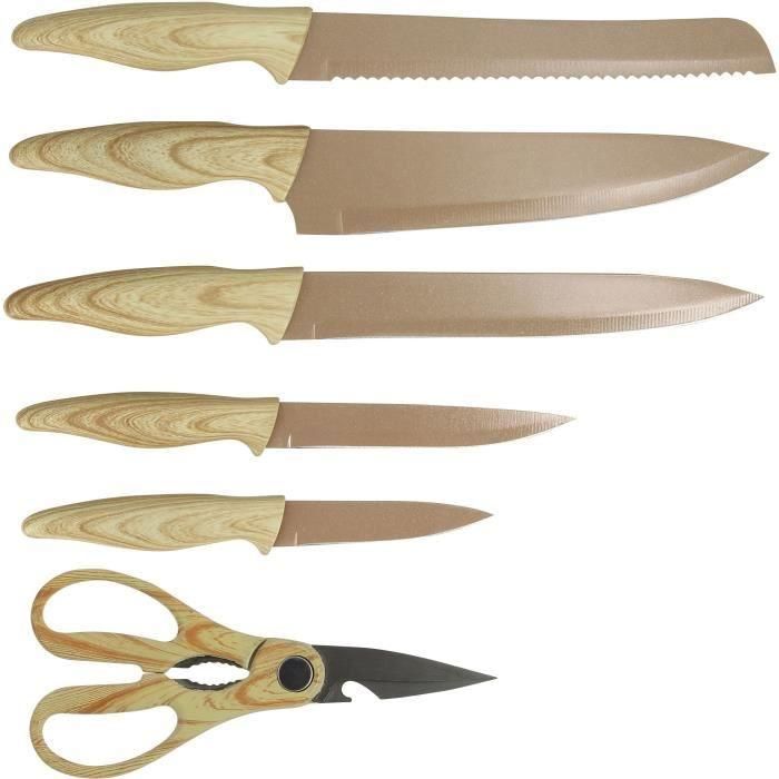 Bloque de cuchillos de 6 piezas - MENASTYL - 5041064 - Hoja de cerámica - Polipropileno - Avellana 2 Bloque de cuchillos de 6 piezas - MENASTYL - 5041064 - Hoja de cerámica - Polipropileno - Avellana 2