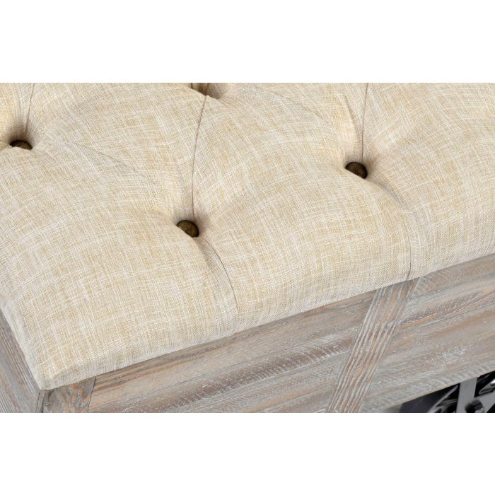 DKD Home Decor Descalzadora Loft 51 x 77 x 61 cm Natural Beige Poliester y Abeto con Ruedas 1