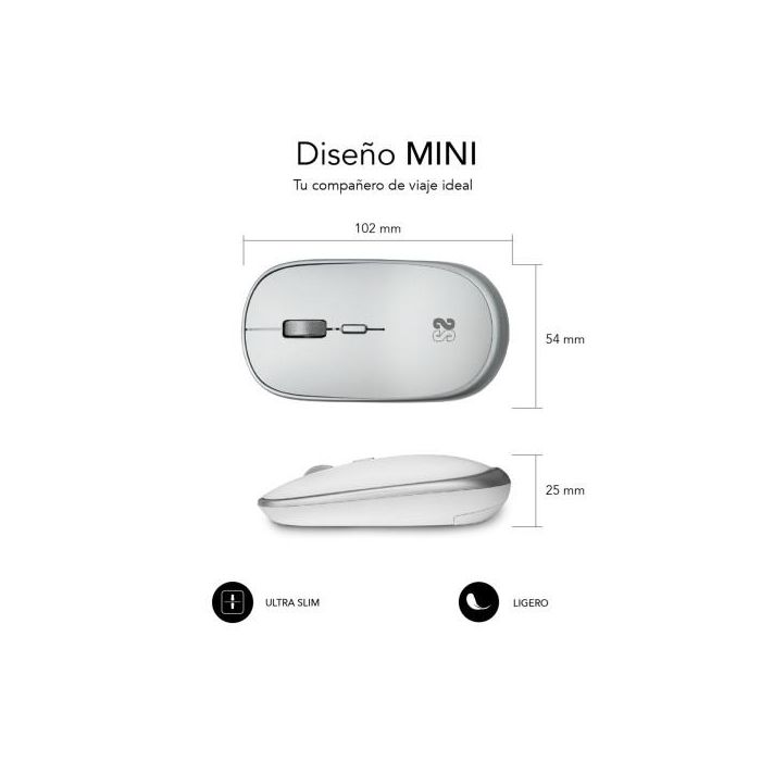 Ratón Mini Inalámbrico Subblim Wireless Mini/ Hasta 1600 DPI/ Plata 2