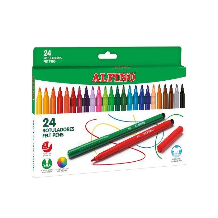 Alpino Rotuladores Larga Duración Estuche de 24 Colores Surtidos