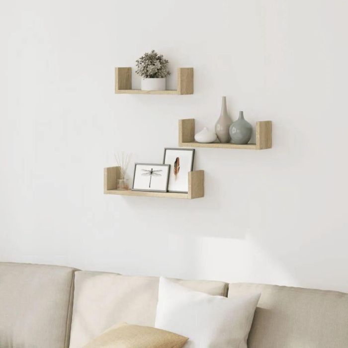 Set-3 Estante Flotante 42/34/26 Oak Moblekit (6 Unidades) 2 Set-3 Estante Flotante 42/34/26 Oak Moblekit (6 Unidades) 2