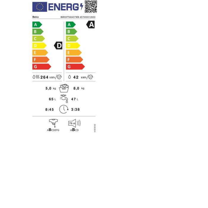 Lavadora - Secadora BEKO BM5DFT48437WB 1400 rpm 5 kg 8 kg 3
