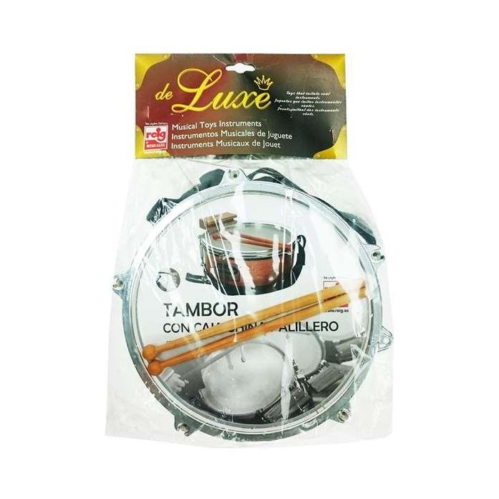 Reig Tambor Palillero Metalizado en Bolsa 25 cm Diámetro Plástico 8
