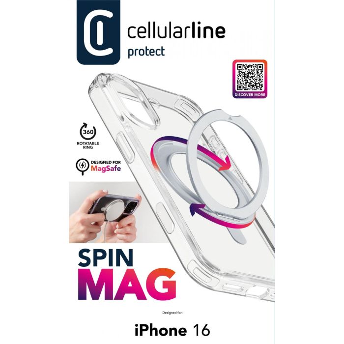 Cellularline SPIN MAG MagSafe Case iPhone 16 Clear 1 Cellularline SPIN MAG MagSafe Case iPhone 16 Clear 1